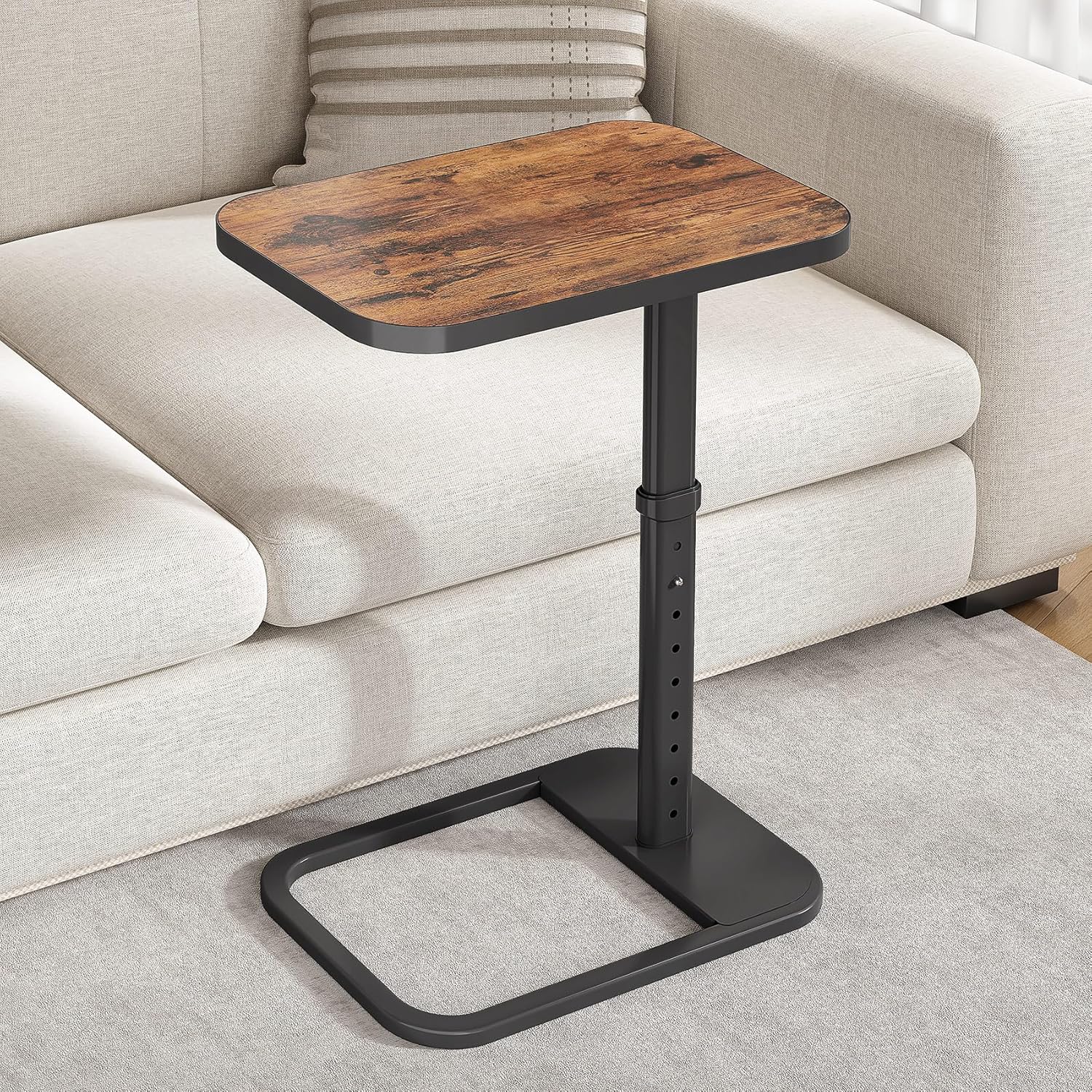 C-shaped folding and height-adjustable sofa bedside multi-purpose side table